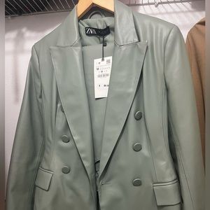 Zara sea green faux blazer
